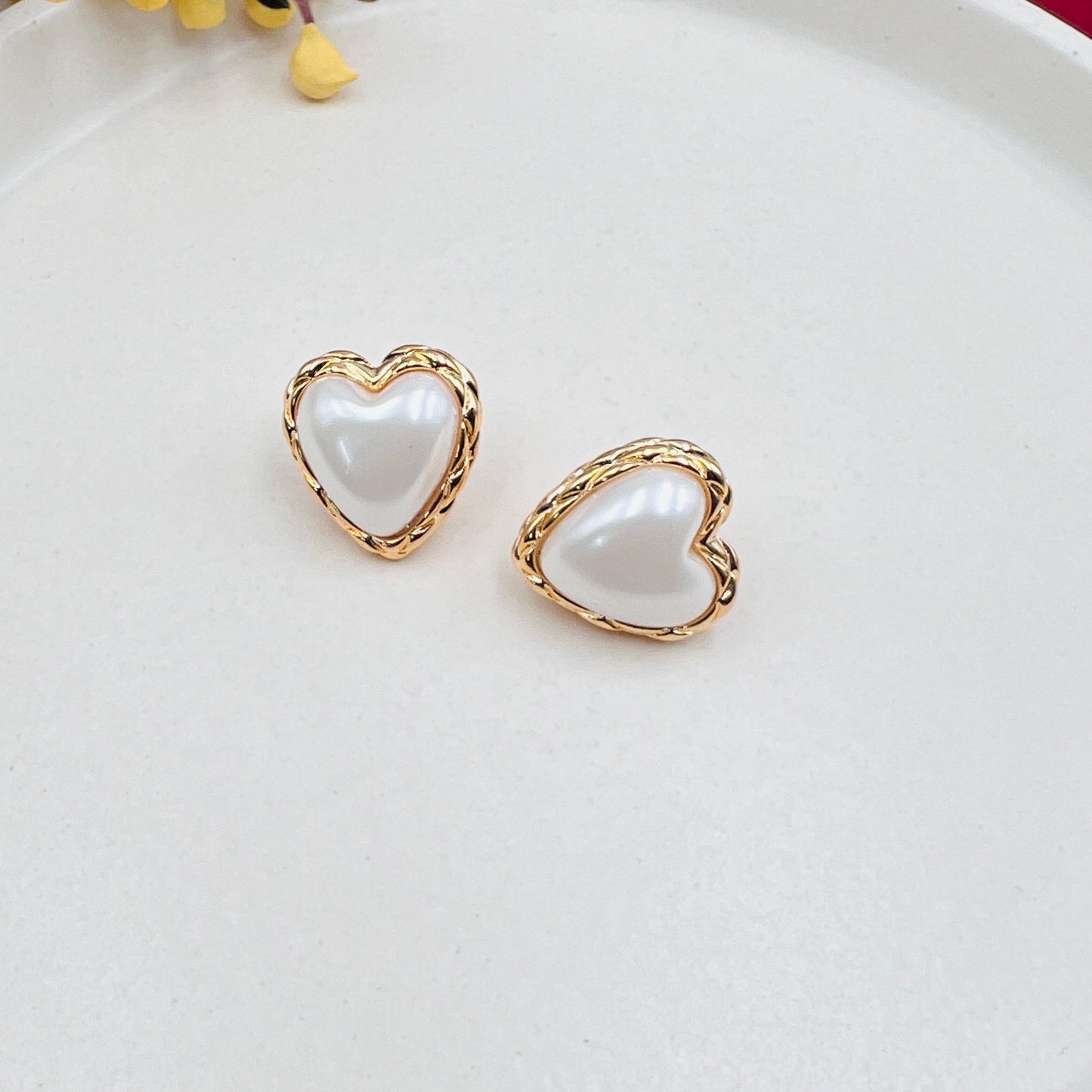 Mother of Pearl Heart Studs