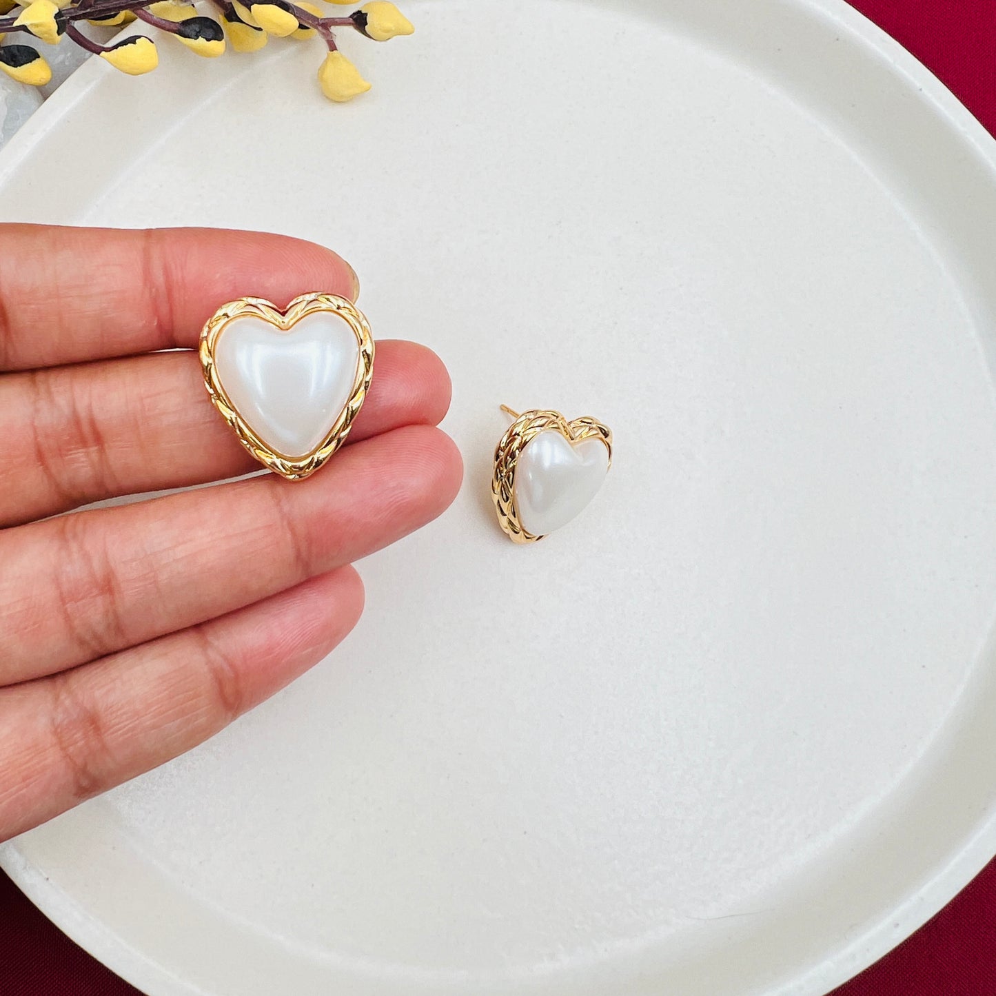 Mother of Pearl Heart Studs