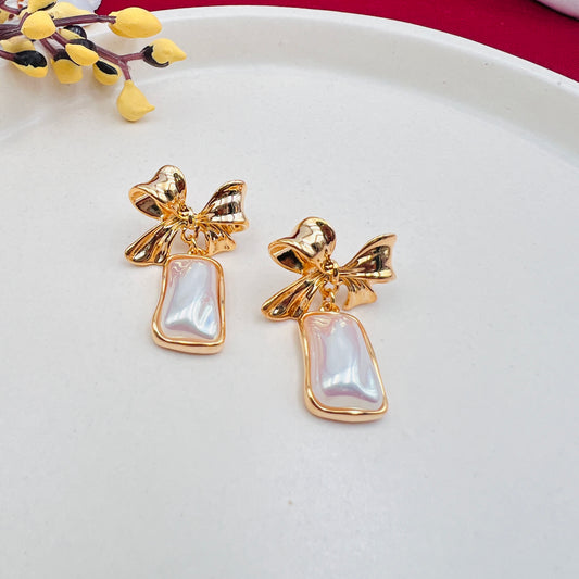 Mother of Pearl Bow Drop Earrings